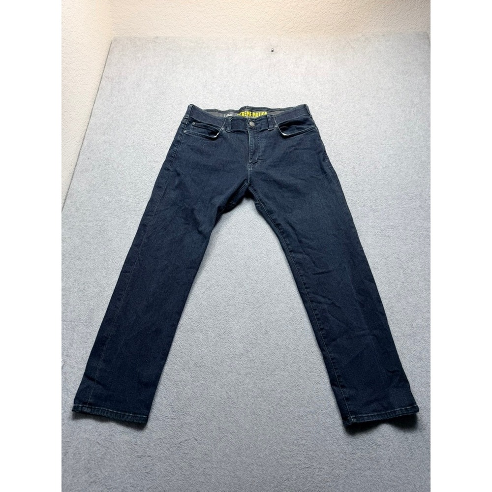 Lee Extreme Motion Mens Slim Straight Jeans Dark Wash Denim Pants 36x30